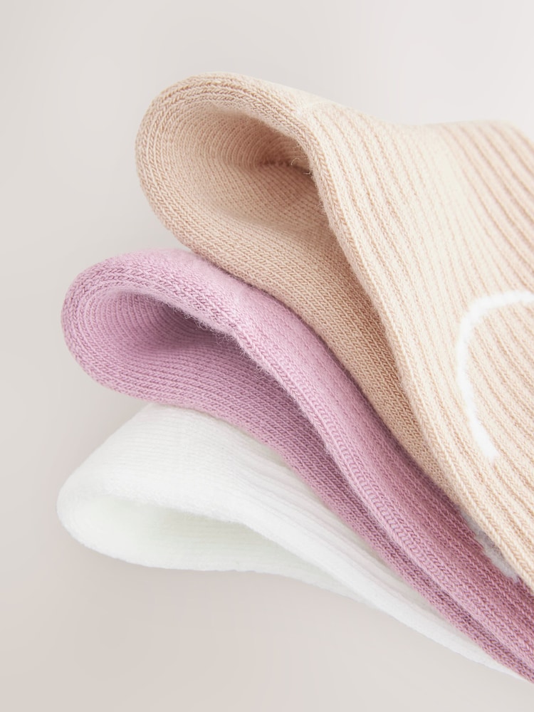 Purple, White and Neutral Regular Length Cotton Rich Cushioned Sole Ankle Socks 3 Pack - Image 3 of 3