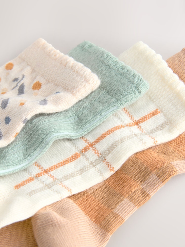 Neutral and Green Cotton Rich Ankle Socks 4 Pack - Image 2 of 3