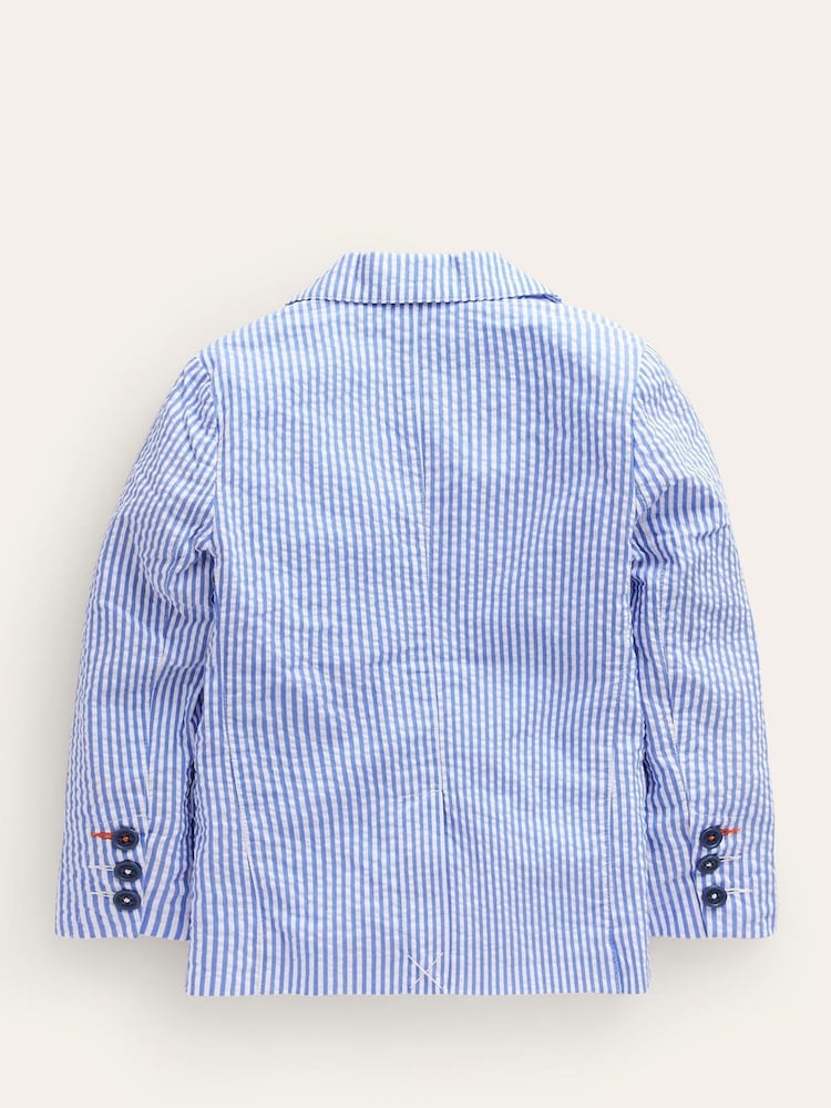 Boden Blue Seersucker 100% Cotton Blazer - Image 2 of 3