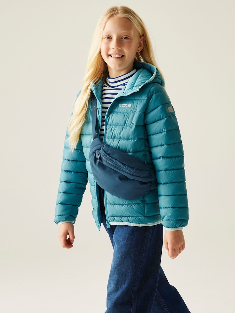 Regatta Blue Junior Hooded Marizion Midweight Water Repellent Jacket - Image 1 of 6