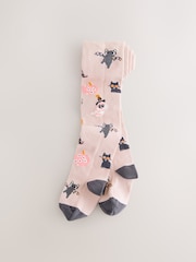 Light Pink and Charcoal Grey Cotton Rich Halloween Character Tights - Image 1 of 3
