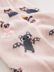 Light Pink and Charcoal Grey Cotton Rich Halloween Character Tights - Image 2 of 3