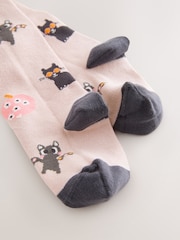 Light Pink and Charcoal Grey Cotton Rich Halloween Character Tights - Image 3 of 3