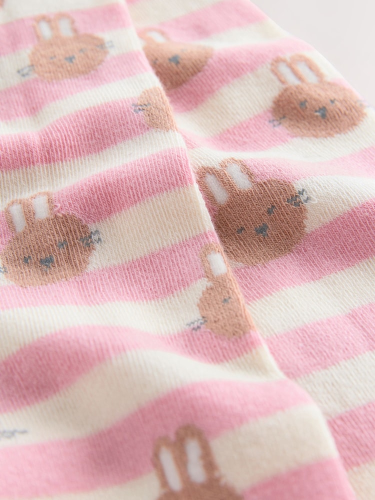Pink/Cream Cotton Rich Bunny Character Tights - Image 3 of 3