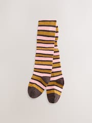 Brown/Cream Cotton Rich Stripe Tights - Image 1 of 3