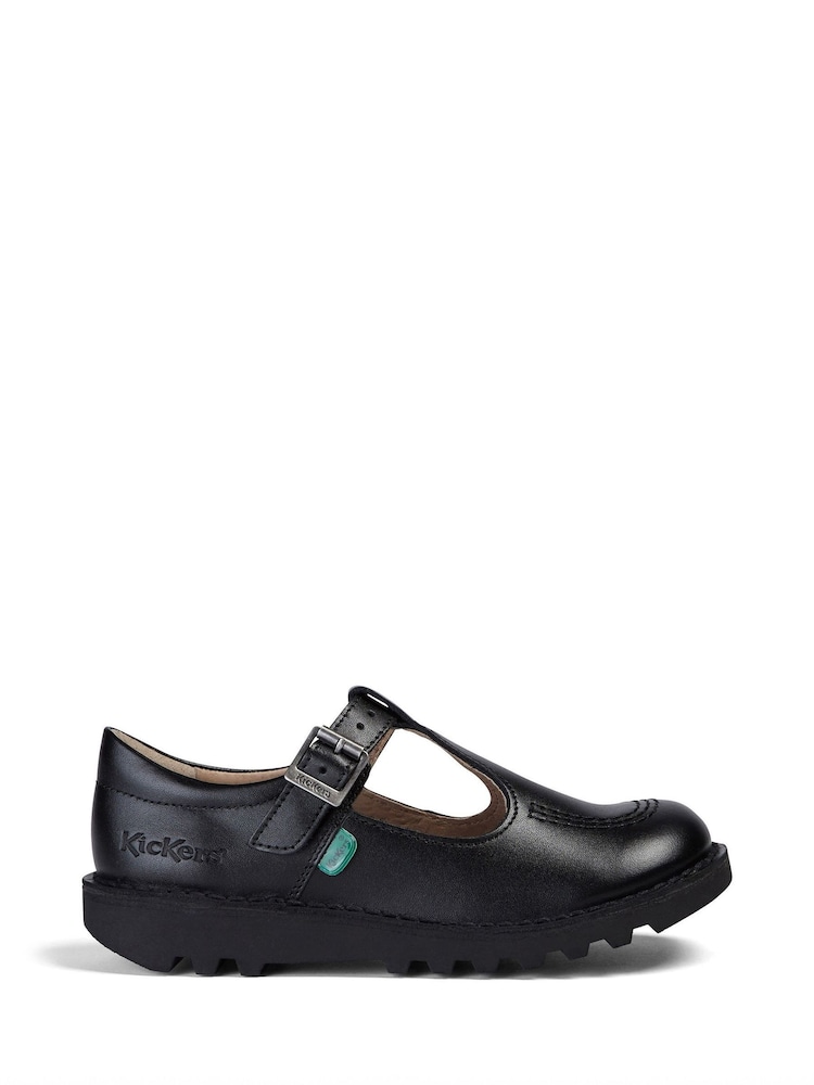 Kickers Black Kick T-Bar Leather Shoes - Image 2 of 7