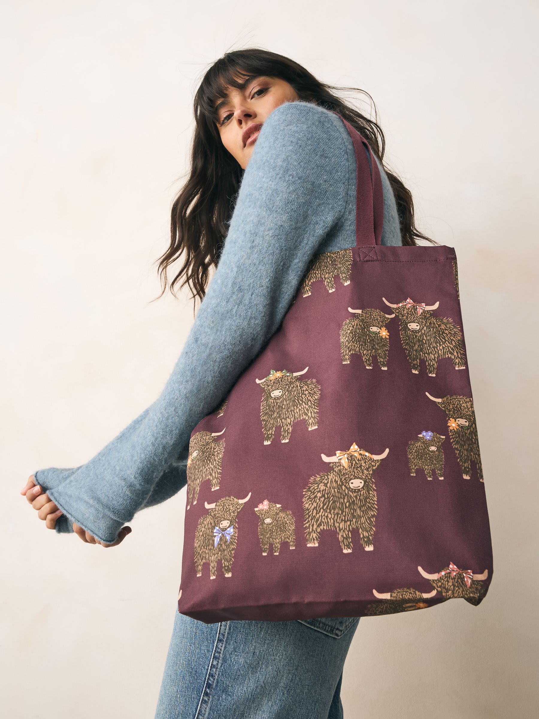 Burgundy Red Hamish Cotton Shopper Bag