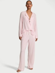 Victoria's Secret Pretty Blossom Pink Stripe Modal Long Pyjama Set - Image 1 of 2