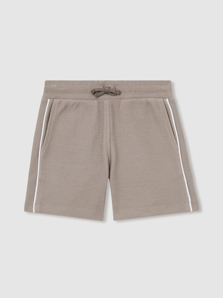 Marrón visón - Reiss Pinta Cotton Textured Piped Shorts - Imagen 2 de 4