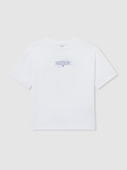 Reiss White/Blue Ivan 3-9 yrs Cotton Airlines-Print Oversize T-Shirt - Image 2 of 4