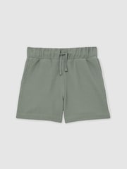 Reiss Sage Green Pinta 3-9 yrs Cotton Textured Piped Shorts - Image 2 of 4