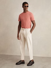 Розовый с принтом лосо - Reiss хлопковая футболка с круглым вырезом - Image 1 of 5