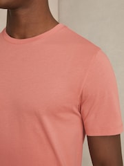 Розовый с принтом лосо - Reiss хлопковая футболка с круглым вырезом - Image 3 of 5