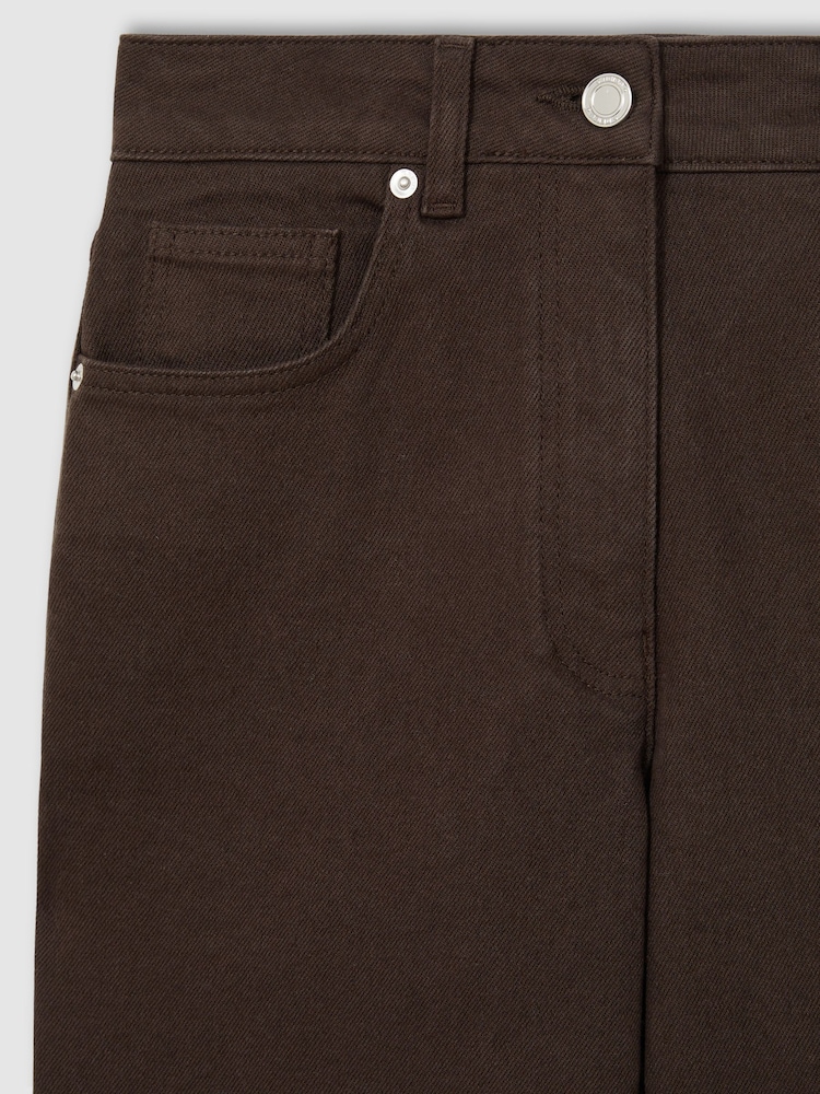 Reiss Chocolate Selin Mid Rise Straight Leg Jeans - Image 7 of 7