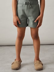Reiss Sage Green Pinta 9-13 yrs Cotton Textured Piped Shorts - Image 1 of 4