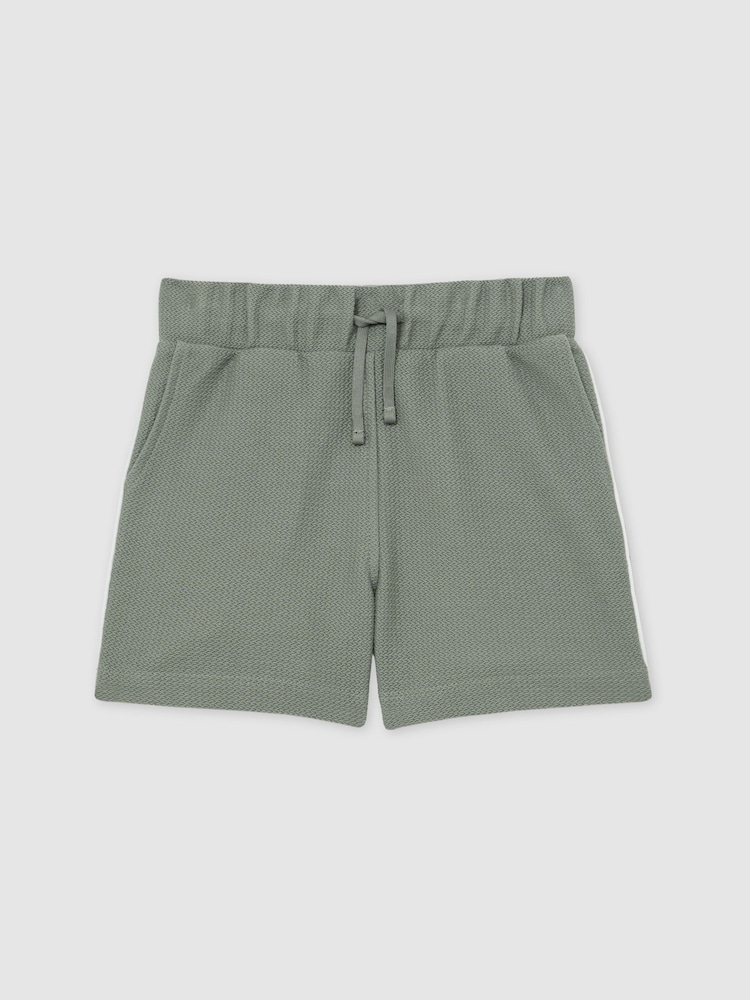 Reiss Sage Green Pinta 9-13 yrs Cotton Textured Piped Shorts - Image 2 of 4