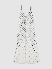 Reiss Black/White Dottie Polka Dot Midi Dress - Image 2 of 6