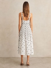 Reiss Black/White Dottie Polka Dot Midi Dress - Image 5 of 6