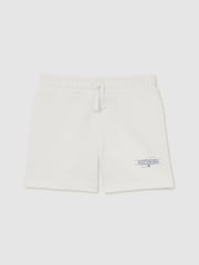 Reiss White/Blue Hughes Cotton-Blend Airlines-Print Shorts - Image 2 of 4