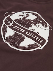 Reiss Chocolate Brown/Off White Ivan 9-13 yrs Cotton Airlines-Print Oversize T-Shirt - Image 4 of 4