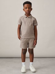 Nerc rjava - Reiss Lolland Cotton Textured Half-Zip Polo Shirt - Slika 3 iz 4