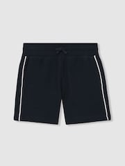 Reiss Navy Pinta 3-9 yrs Cotton Textured Piped Shorts - Image 2 of 4