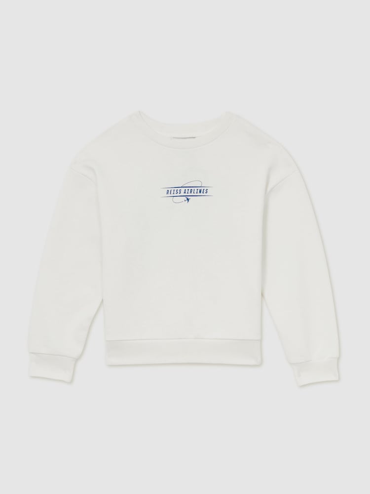 Reiss Orville Cotton Blend Airlines Print Sweatshirt - Imagen 2 de 4