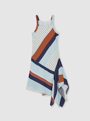 Reiss Blue Print Holly Stripe-Print Handkerchief Dress - Image 2 of 4