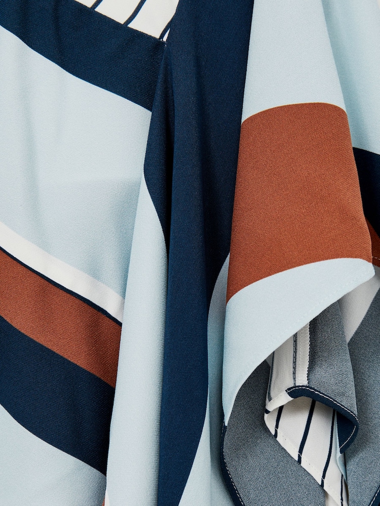 Reiss Blue Print Holly Stripe-Print Handkerchief Dress - Image 4 of 4