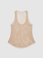 Reiss Neutral Lila Mesh Knit Beaded Vest - Image 2 of 6