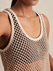 Reiss Neutral Lila Mesh Knit Beaded Vest - Image 4 of 6