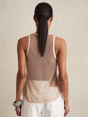 Reiss Neutral Lila Mesh Knit Beaded Vest - Image 5 of 6