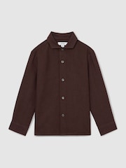 Темно-коричневый - Reiss Ruban Linen Long-Sleeve Shirt - Изображение 1 из 4