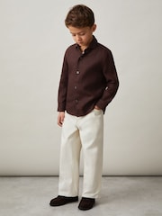 Темно-коричневый - Reiss Ruban Linen Long-Sleeve Shirt - Изображение 2 из 4