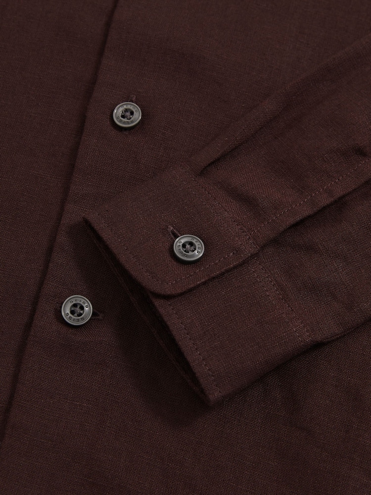 Темно-коричневый - Reiss Ruban Linen Long-Sleeve Shirt - Изображение 4 из 4