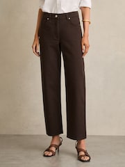 Reiss Chocolate Selin Petite Mid Rise Straight Leg Jeans - Image 3 of 7