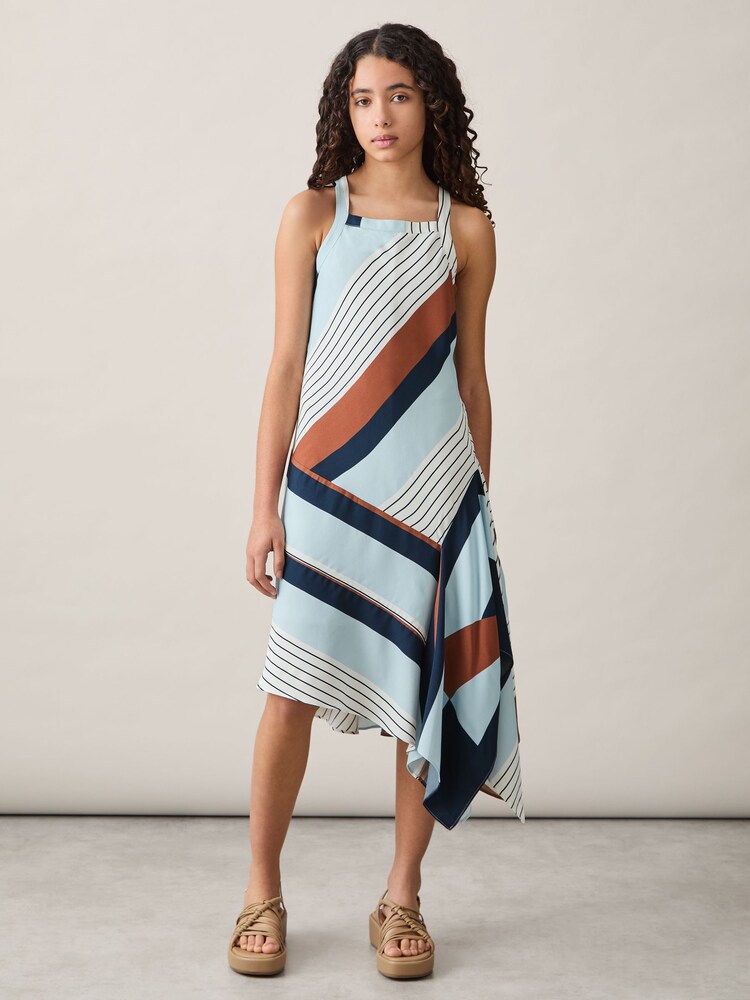 Reiss Blue Print Holly 4-9 yrs Stripe-Print Handkerchief Dress - Image 1 of 4 Reiss Blue Print Holly 4-9 yrs Stripe-Print Handkerchief Dress - Image 1 of 4