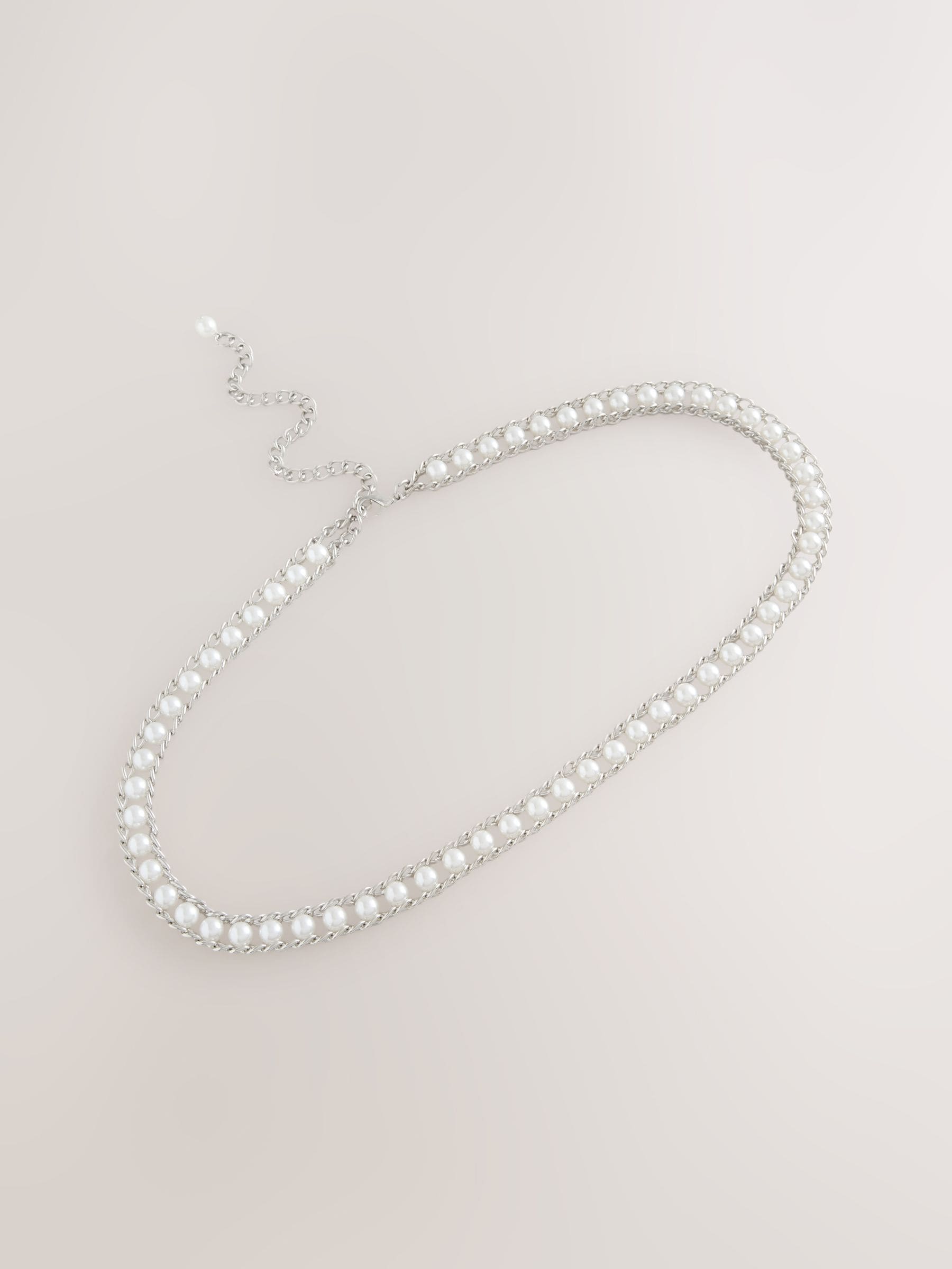 white chain belt