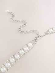 Silver Tone Pearl Bead Chain Belt - Image 4 of 5