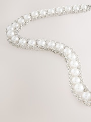 Silver Tone Pearl Bead Chain Belt - Image 5 of 5