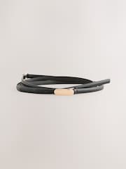 Black/Gold Tone Double Wrap PU Belt - Image 1 of 3