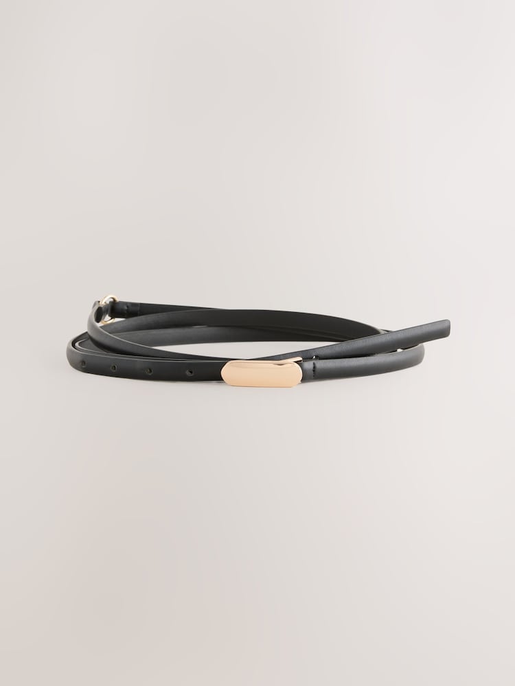 Black/Gold Tone Double Wrap PU Belt - Image 1 of 3