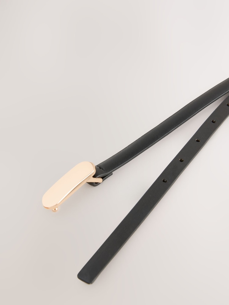 Black/Gold Tone Double Wrap PU Belt - Image 2 of 3