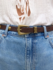 Marrón chocolate - Skinny PU Domed Stud Belt - Imagen 3 de 7