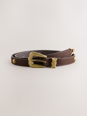 Marrón chocolate - Skinny PU Domed Stud Belt - Imagen 5 de 7