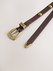 Marrón chocolate - Skinny PU Domed Stud Belt - Imagen 6 de 7