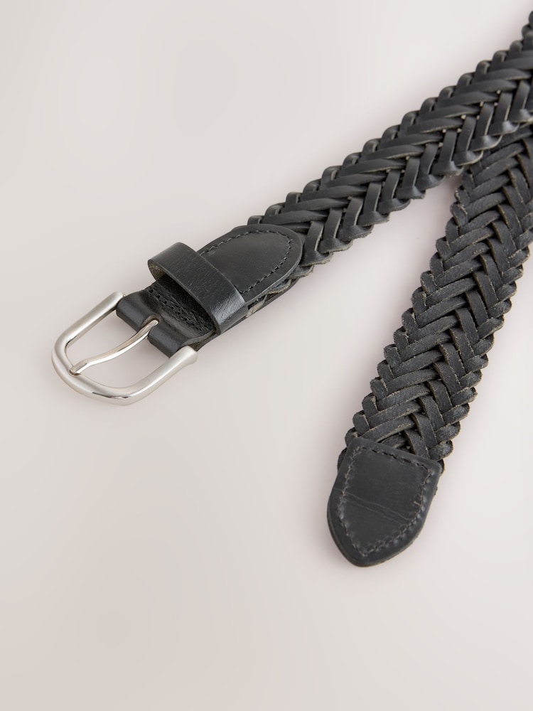 Black Hand Plaited Leather Belt - Image 2 of 3