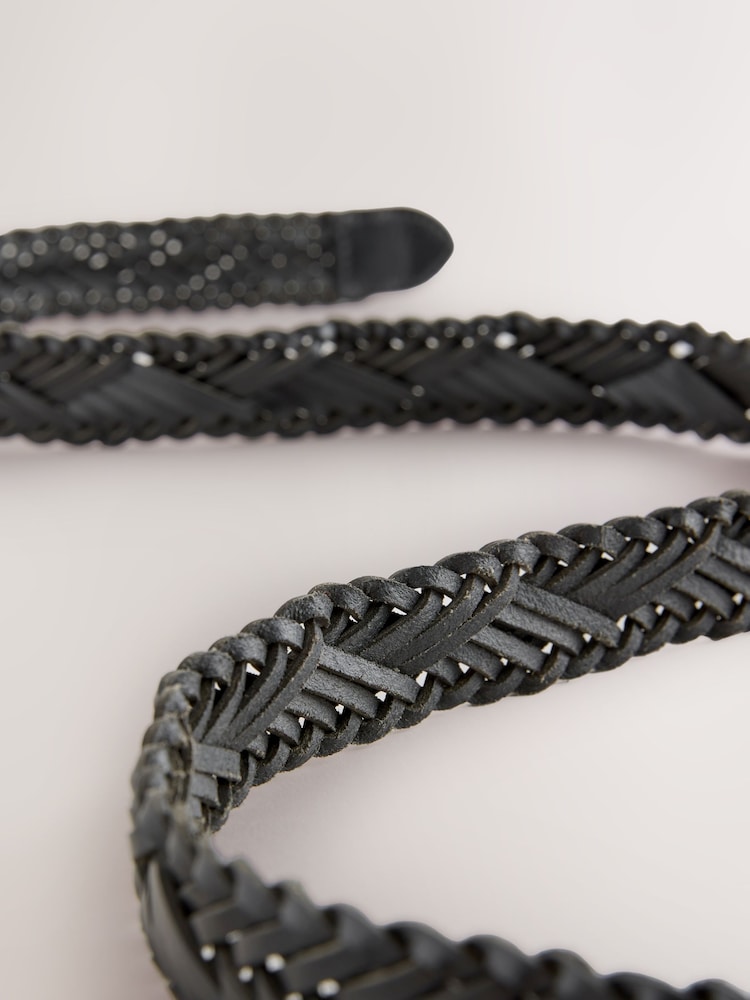 Black Hand Plaited Leather Belt - Image 3 of 3