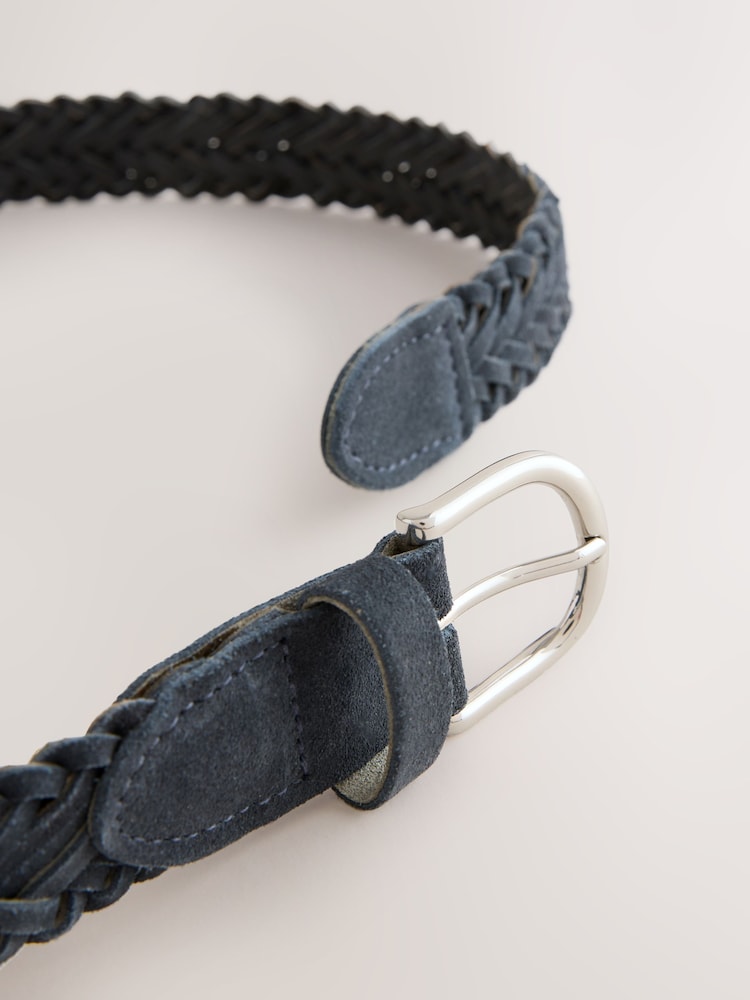 Navy Hand Plaited Leather Belt - Image 3 of 3 Navy Hand Plaited Leather Belt - Image 3 of 3