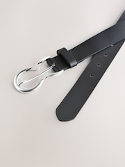 Black/Silver Double Ring Leather Belt - Image 2 of 3